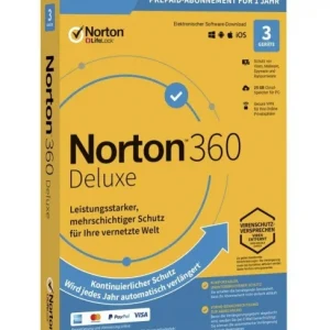 Norton 360 Deluxe, Cloud 25 GB, 3 dispositivos, 12 meses