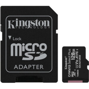 Cartão Memória Kingston Canvas Select Plus C10 A1 UHS-I microSDHC 128GB + Adaptador SD