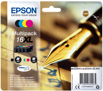 Conjunto 4 Tinteiros Epson 16 XL Original Série Caneta e Palavras Cruzadas (C13T16364012)