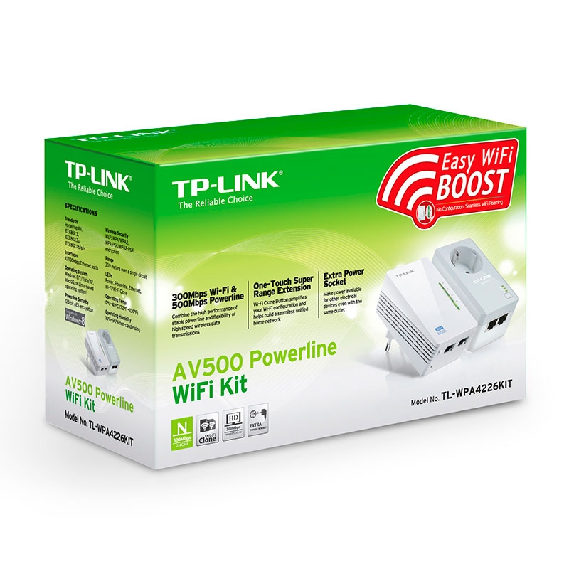 Powerline TP-Link Wireless AV500 TL-WPA4226 KIT (Pack2)
