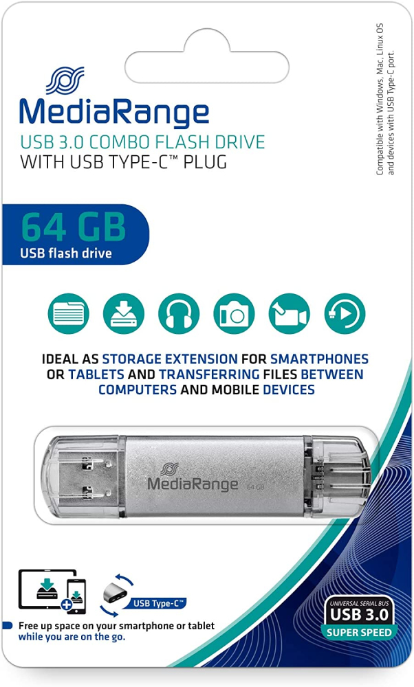 Pendrive MediaRange USB 3.0 / USB Type-C 64GB