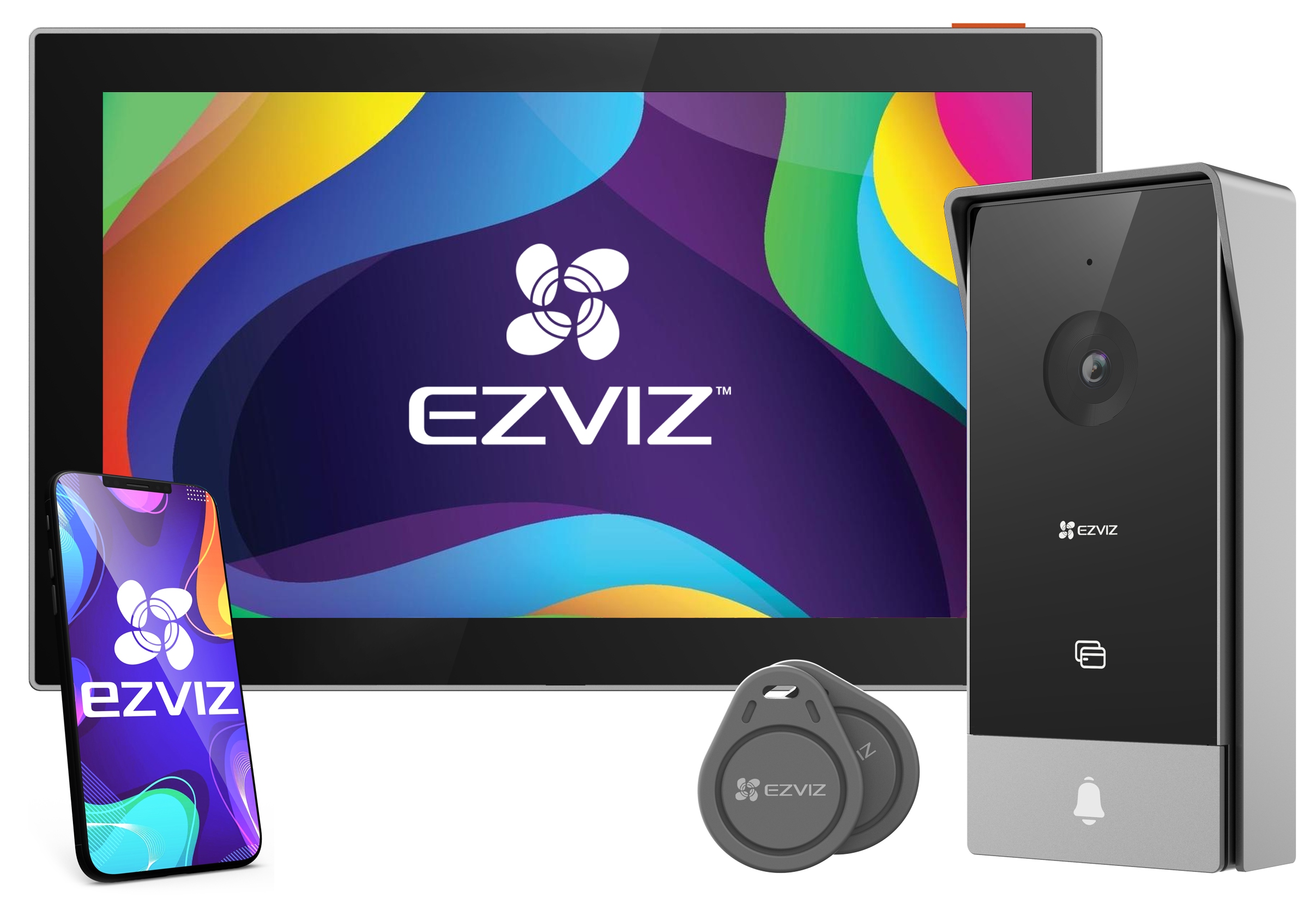 Kit Video-porteiro inteligente WiFi / 2 Fios c/ câmara 2Mpx + leitor RFID + monitor 7'' - Ezviz CS-HP5 (2MP)