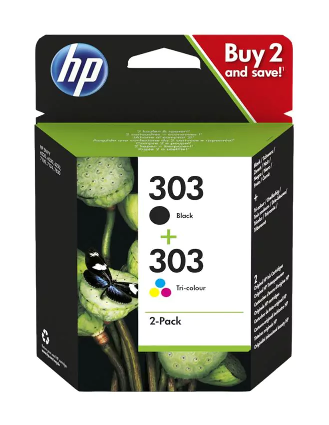 MultiPack 2 Tinteiros HP 303 Preto / Tri-color Originais 3YM92AE