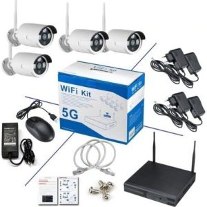 Kit de vigilância de vídeo sem fio Full HD 4 câmeras WiFi IP remoto 5G NVR LAN genérico