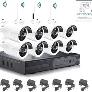 Kit de vigilância por vídeo sem fio Full HD de 8 canais + 8 câmeras