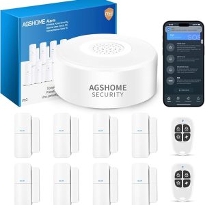 AGSHOME, kit de alarme residencial WiFi com 11 unidades, kit de segurança residencial com 120 dB, bateria de reserva de 8 horas e compatível com Alexa