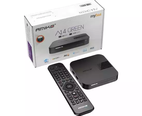 Amiko A14 Green Android 14 OTT 4k Media Streamer