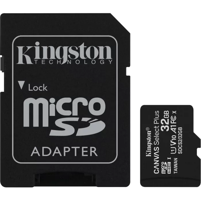 Cartão Memória Kingston Canvas Select Plus C10 A1 UHS-I microSDHC 32GB + Adaptador SD