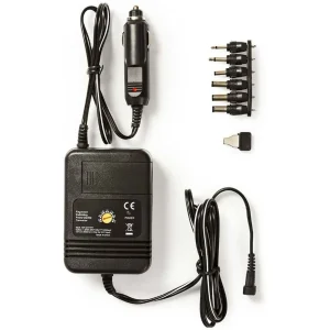 Nedis DCPA004 - Fonte de alimentação c/ ficha isqueiro 12..24VDC > 1,5/3/4,5/6/7,5/9/12V DC 6W 2.0A + 6 adaptadores DC